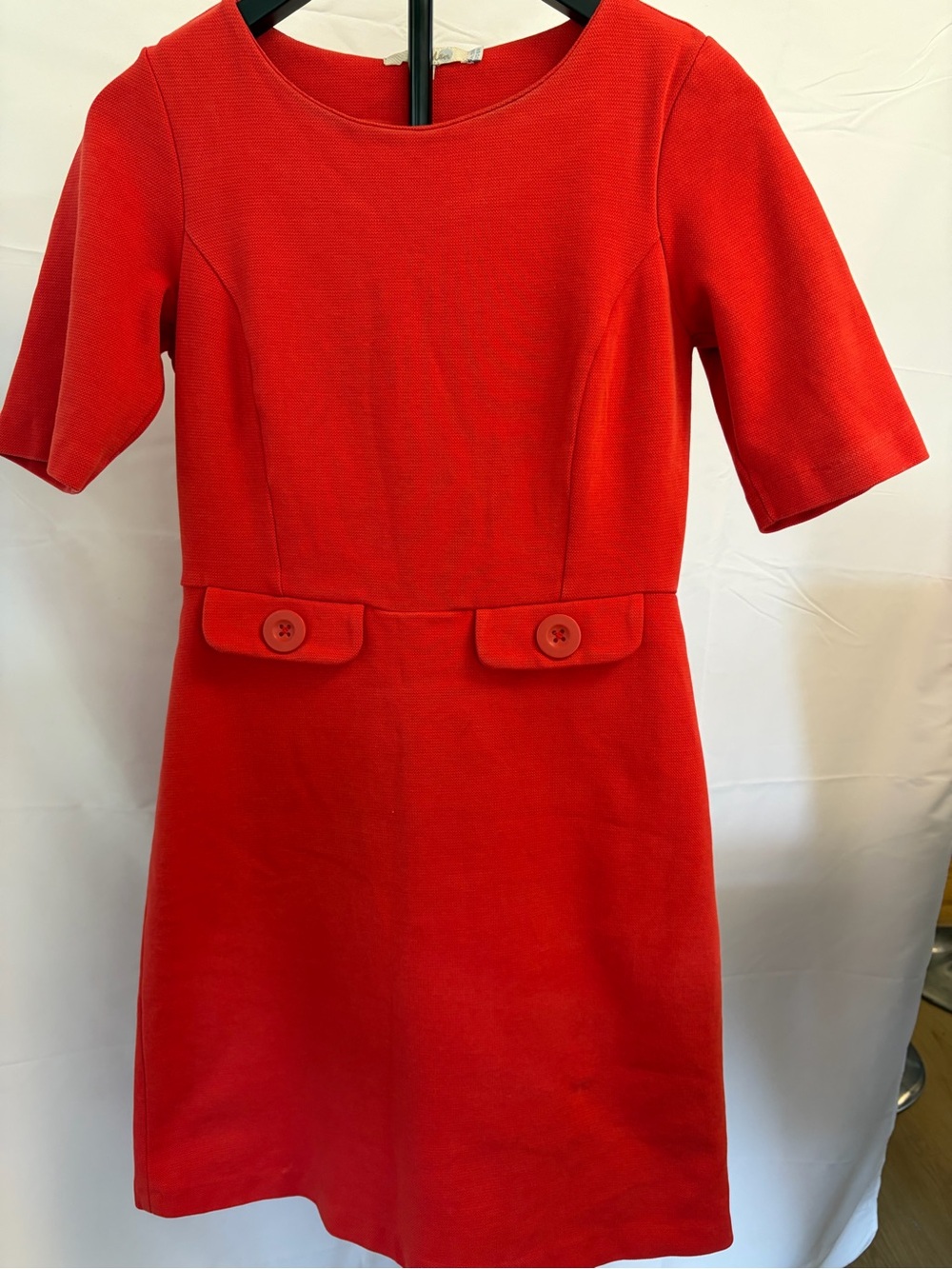 Boden Bright Red Short-Sleeve Midi Sheath Dress